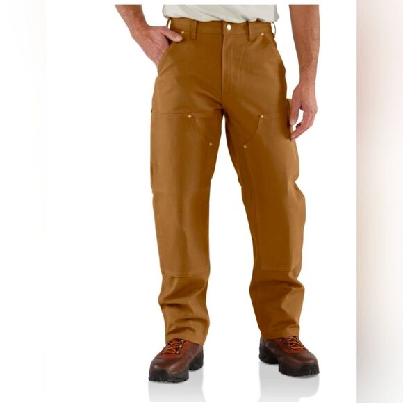 New Carhartt Men Loose Fit Washed Duck Doubl-Front Utility Brown Work Pants 42 - Picture 1 of 11